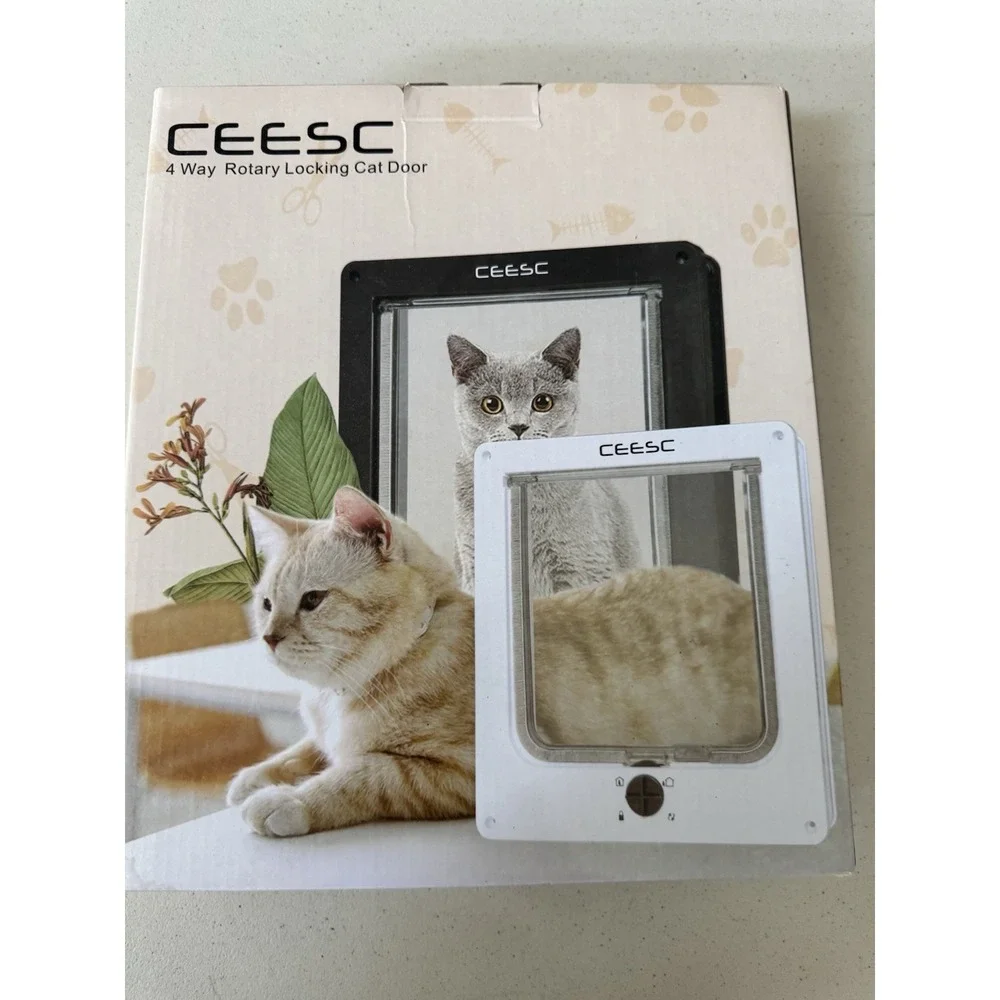 CEESC Size XL‎ White 4-Way Rotary Locking Cat Door